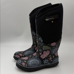Bogs Black Floral Women's Winter Boots